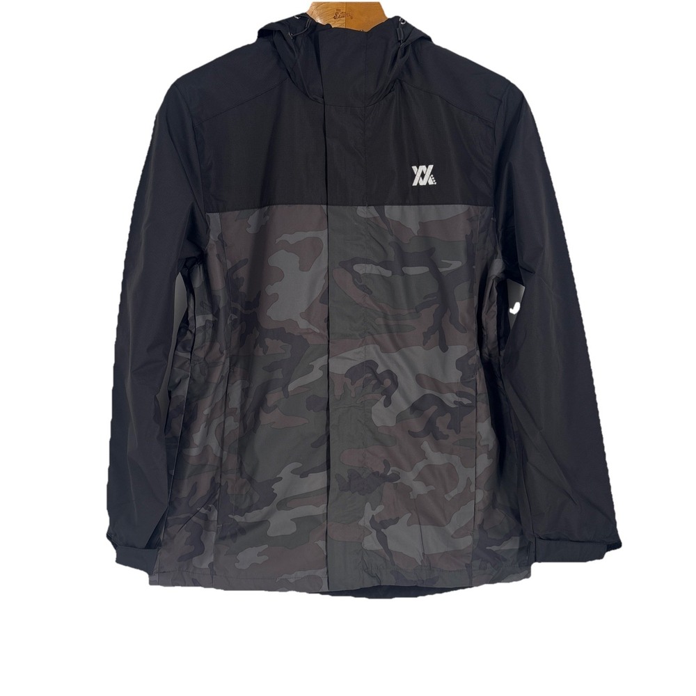 Dixxon Mens Camo Print Tech Jacket Large Hooded Pockets Athleisure Golf Rain